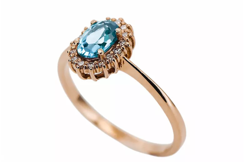 Aquamarine Original Vintage 14K Rose Gold Ring Vintage craft crc009r